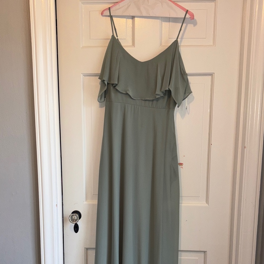 Birdy Grey Jane Bridesmaid Dress Sage Green Ruffle Maxi Dress